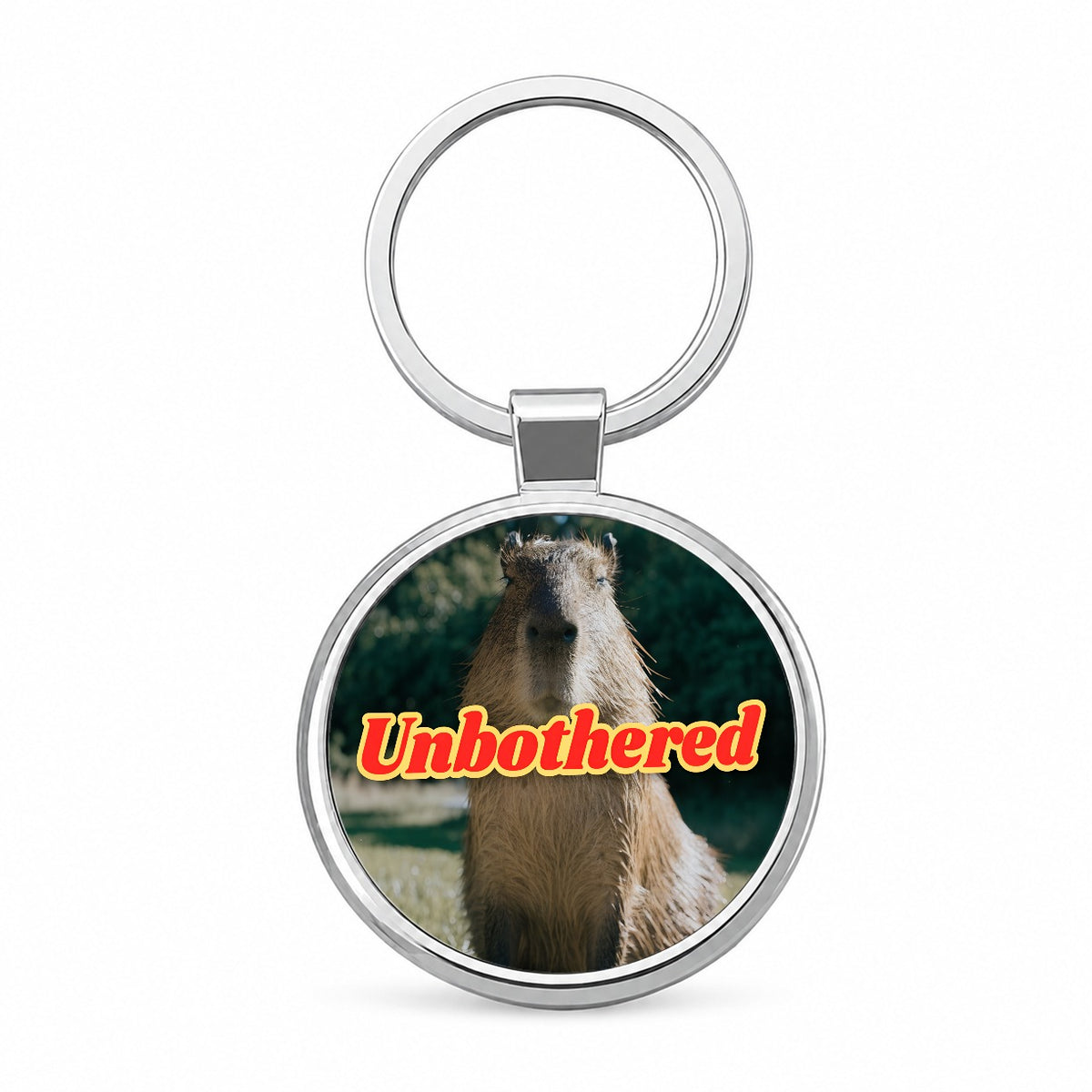 Unbothered Capybara Funny Round Metal Keychain