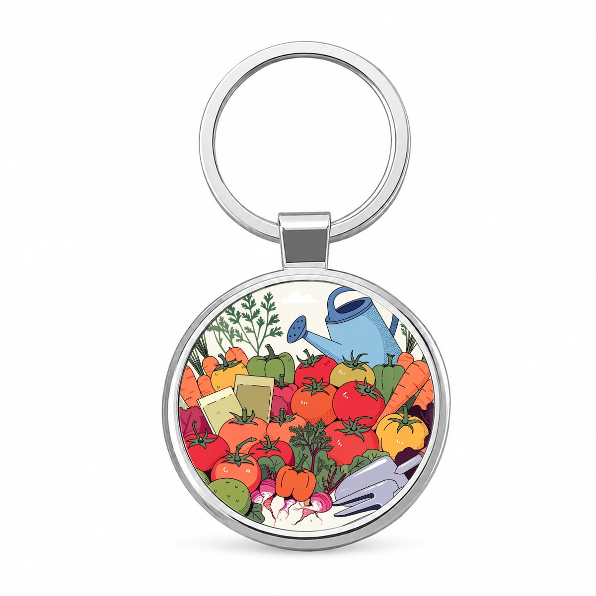 Vegetable Gardening Garden Round Metal Keychain