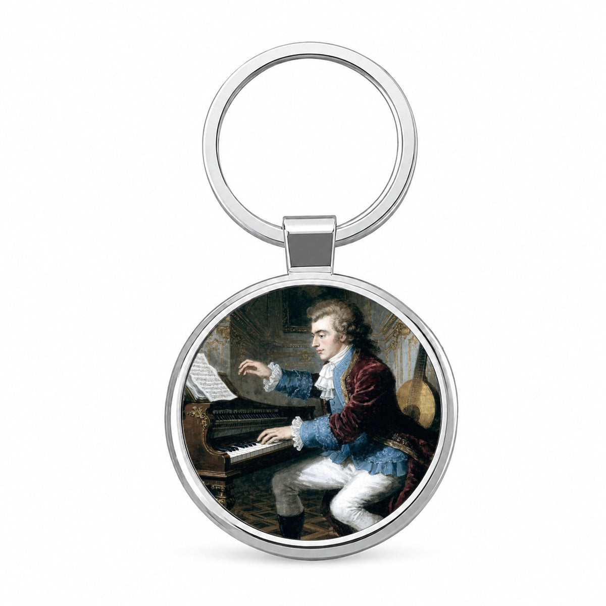 Wolfgang Mozart Composer Round Metal Keychain