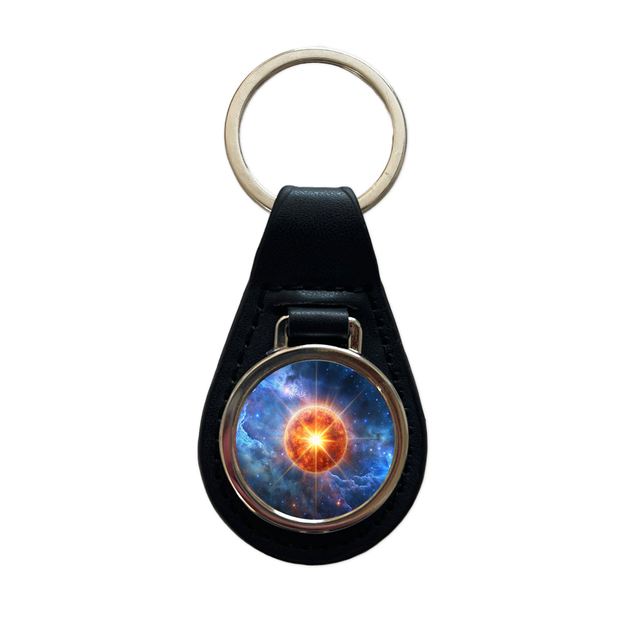 Star Going Nova Sci-fi Galaxy Space Black Leather Metal Keychain