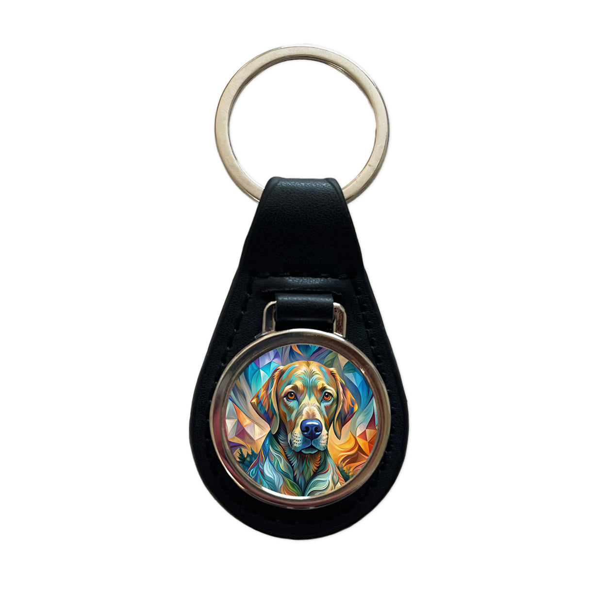 Chesapeake Bay Retriever Dog Abstract Stylized Art Black Leather Metal Keychain