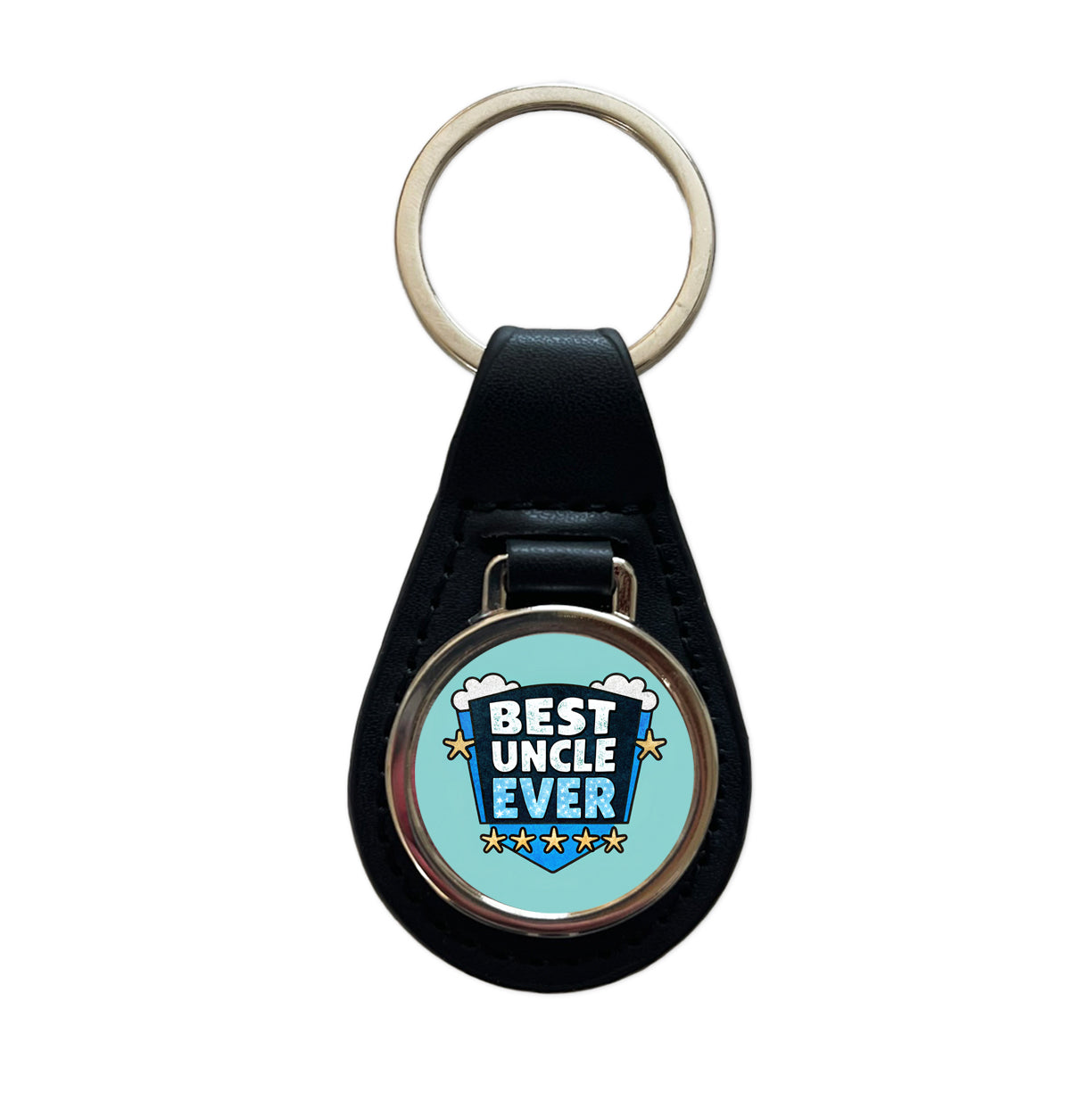 Best Uncle Ever Black Leather Metal Keychain