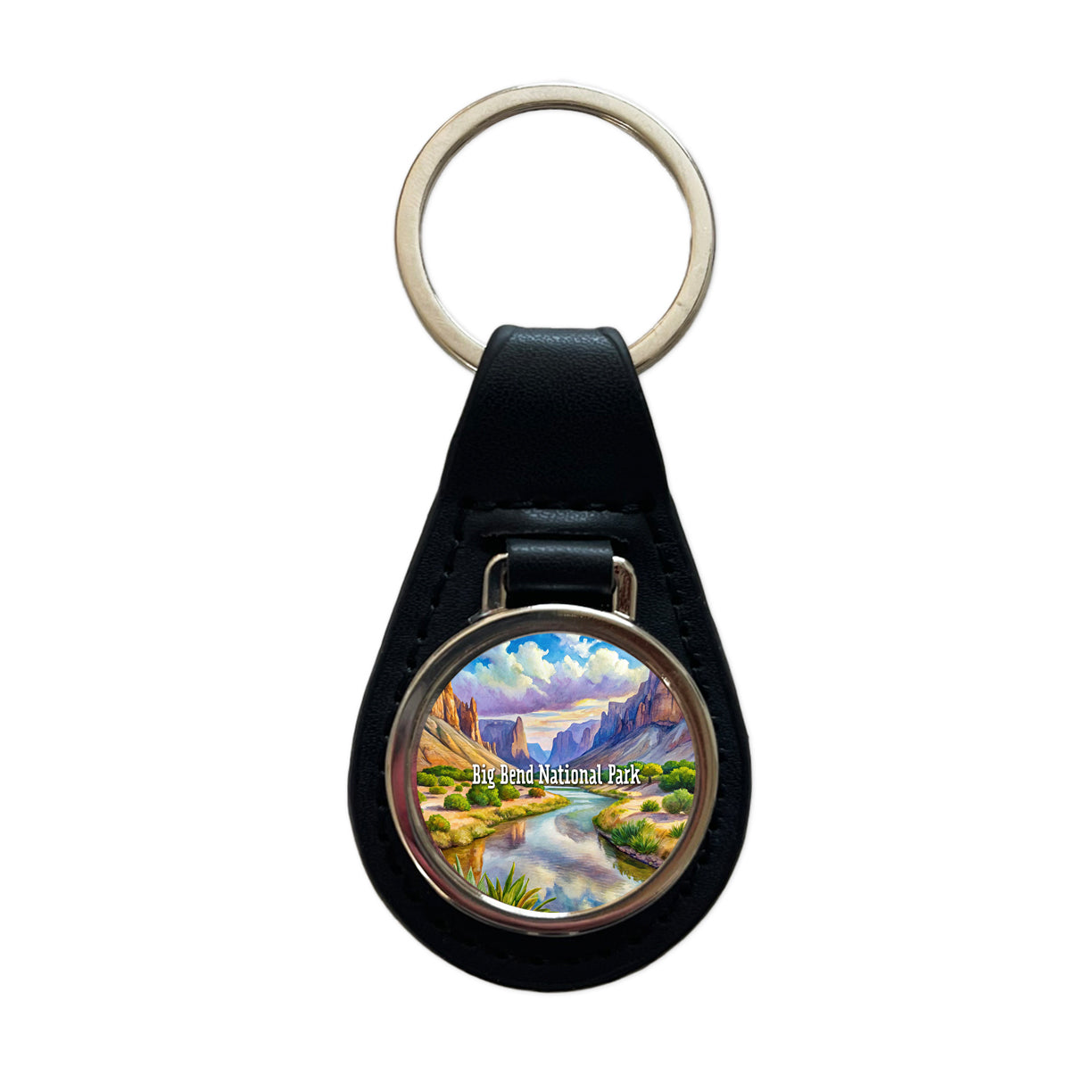 Big Bend National Park Texas Black Leather Metal Keychain