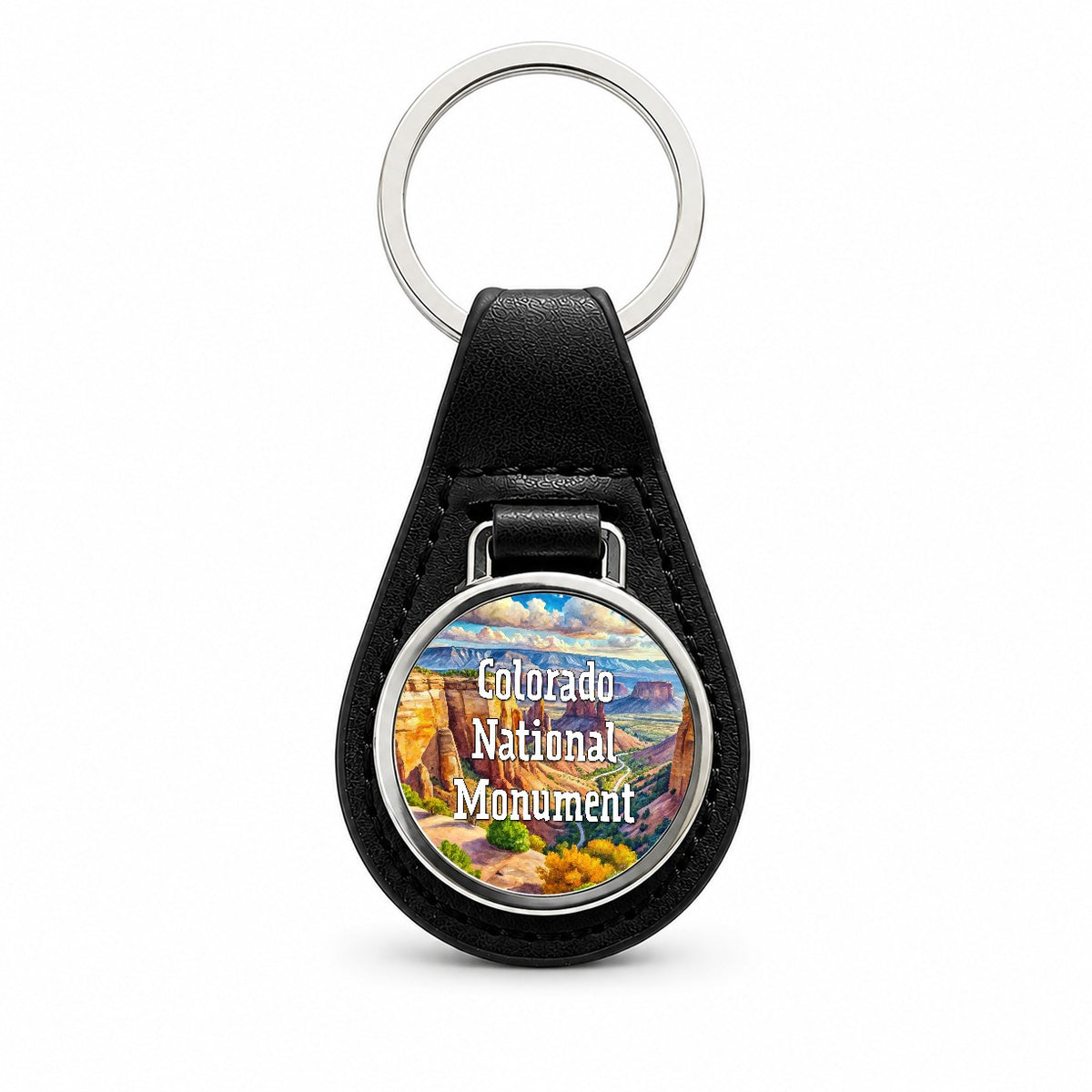 Colorado National Monument Colorado Black Leather Metal Keychain