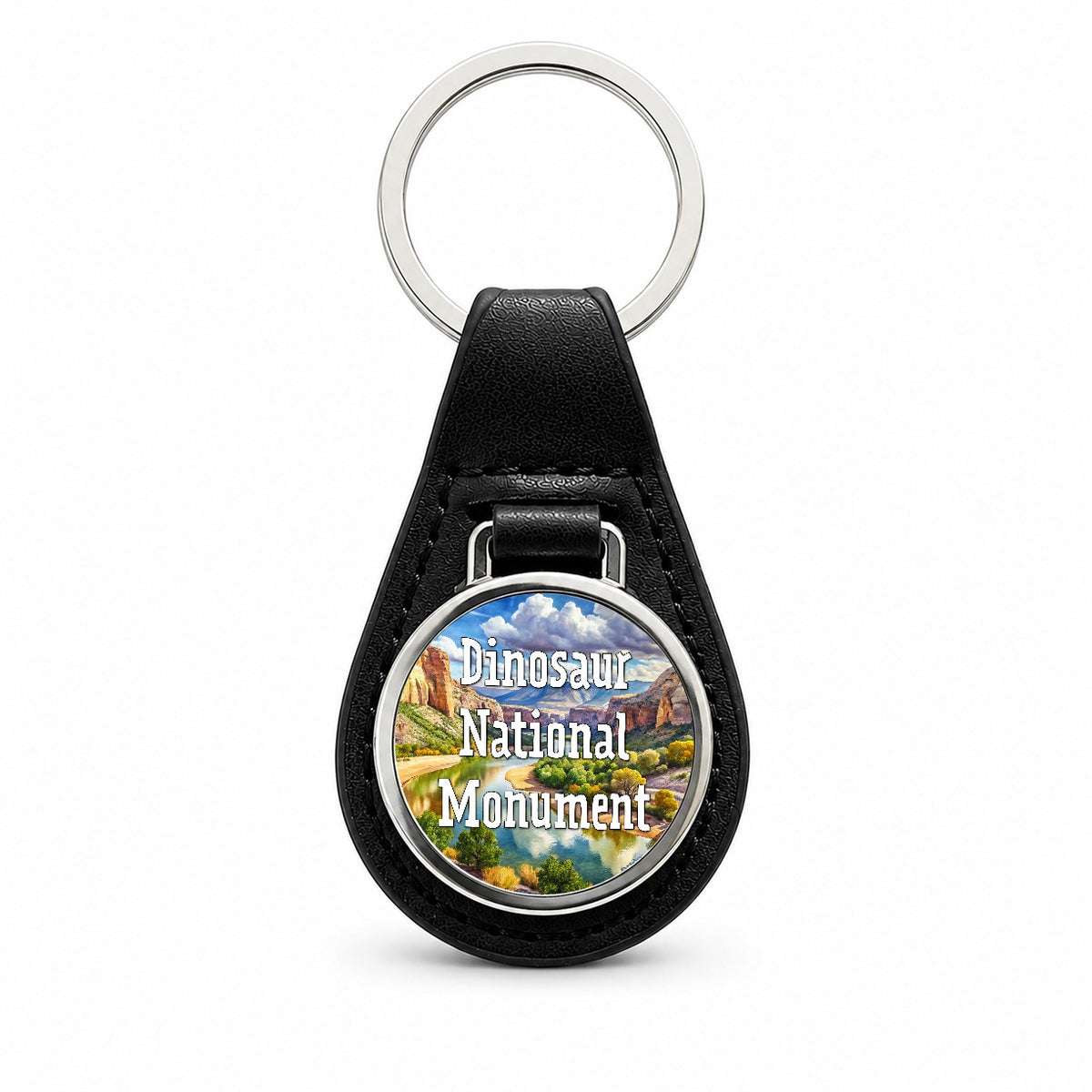 Dinosaur National Monument Colorado, Utah Black Leather Metal Keychain