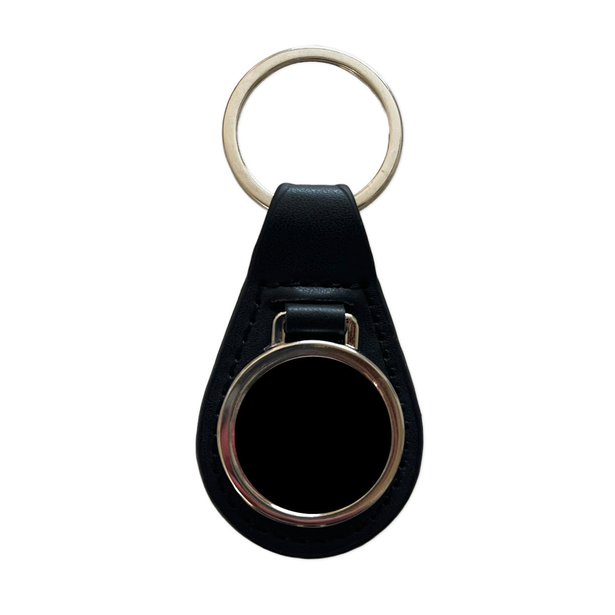 It's Just a Solid Black Color Black Leather Metal Keychain
