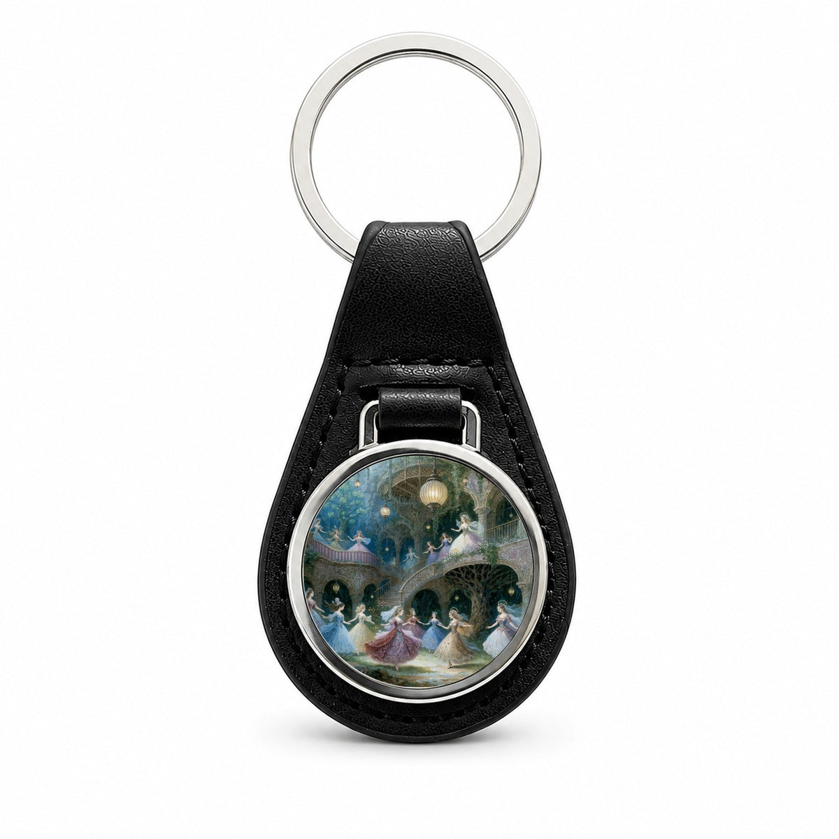 Twelve Dancing Princesses Black Leather Metal Keychain