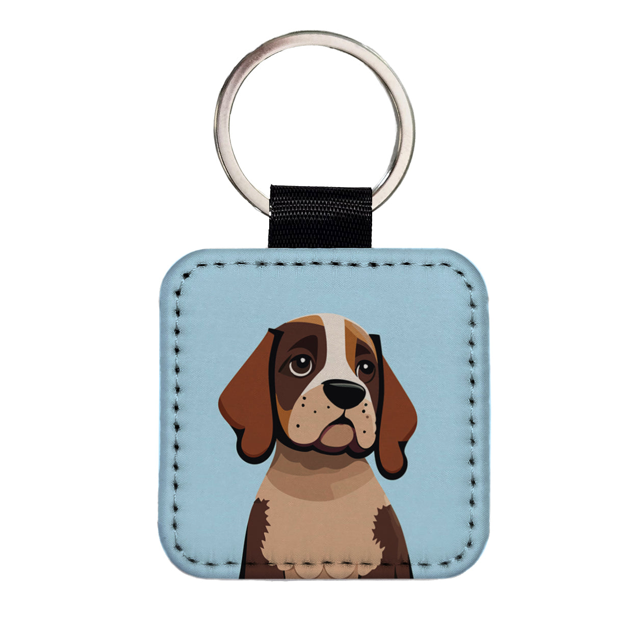 American English Coonhound Dog Square Faux Leather Keychain