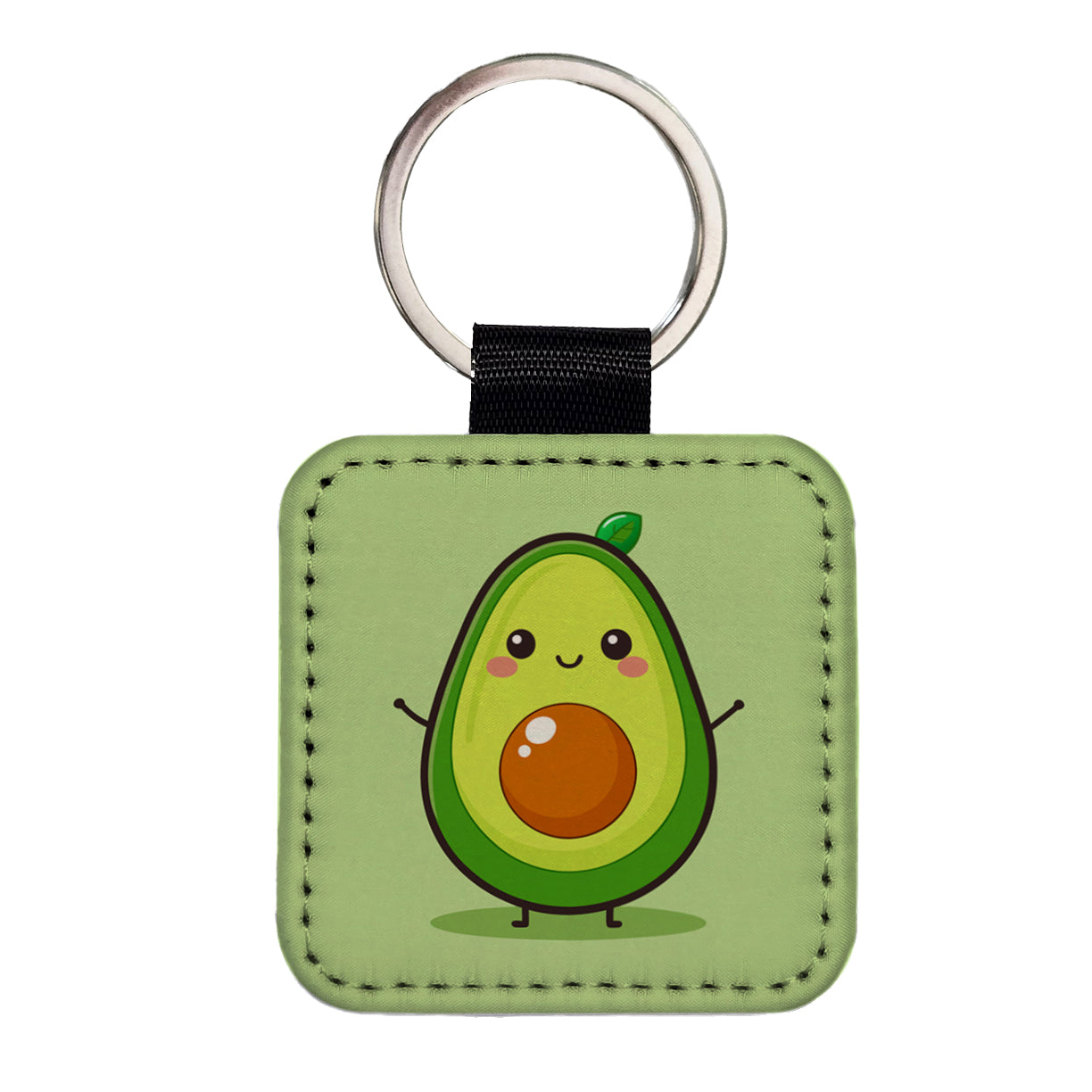 Avocado Cute Square Faux Leather Keychain