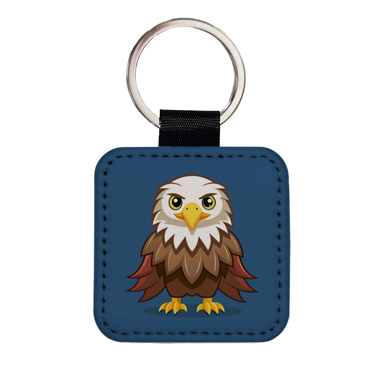 Bald Eagle Bird Cute Square Faux Leather Keychain