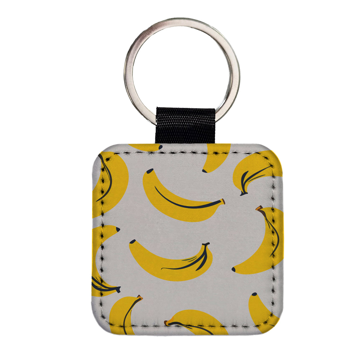 Bananas Scattered Pattern Square Faux Leather Keychain