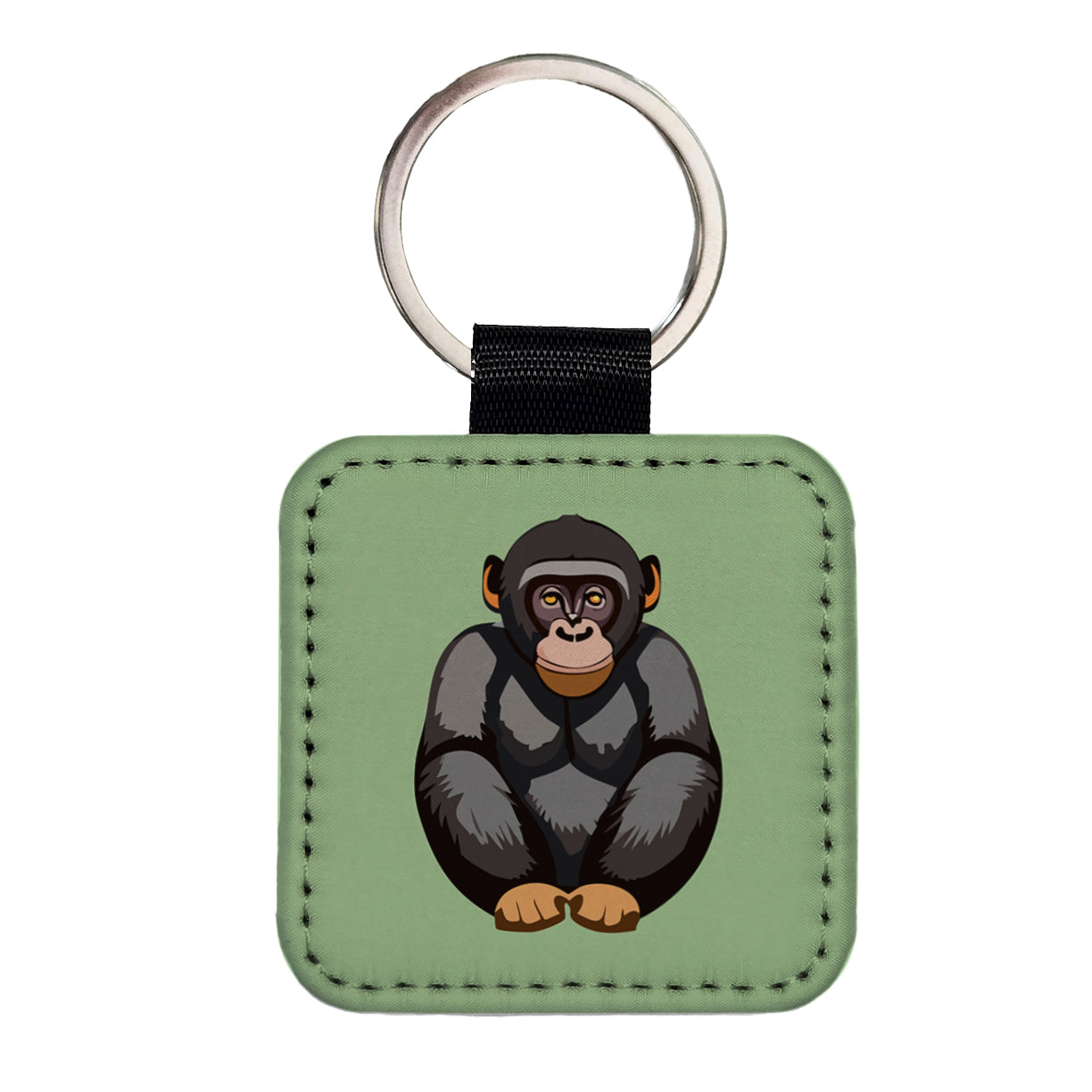 Bonobo Pygmy Chimpanzee Primate Africa Square Faux Leather Keychain