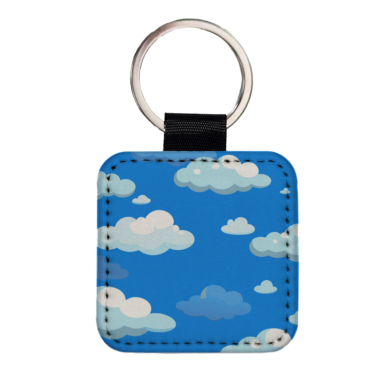 Clouds in the Sky Square Faux Leather Keychain
