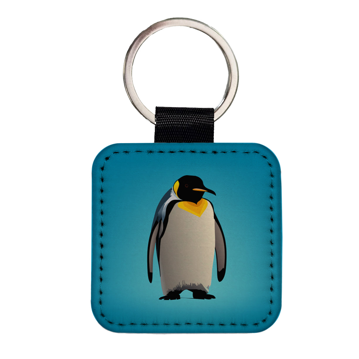 Emperor Penguin Square Faux Leather Keychain