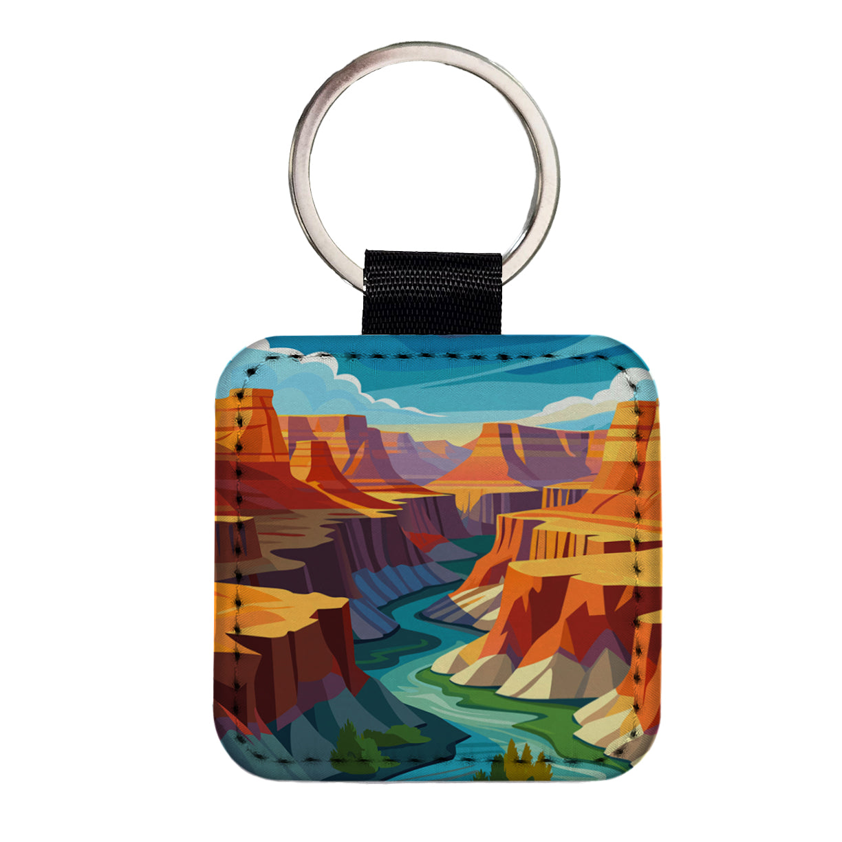 Grand Canyon Travel Square Faux Leather Keychain
