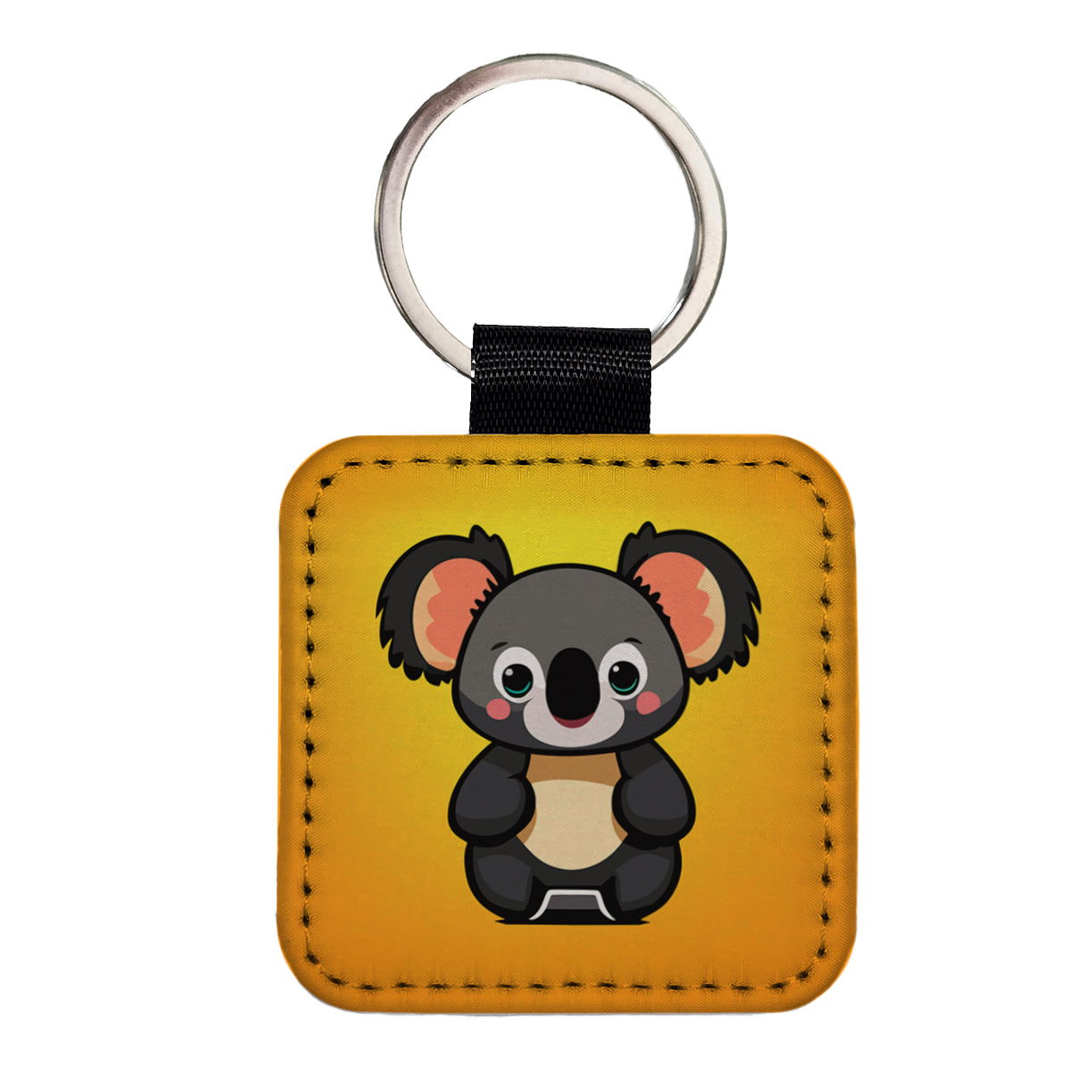 Koala Chibi Square Faux Leather Keychain