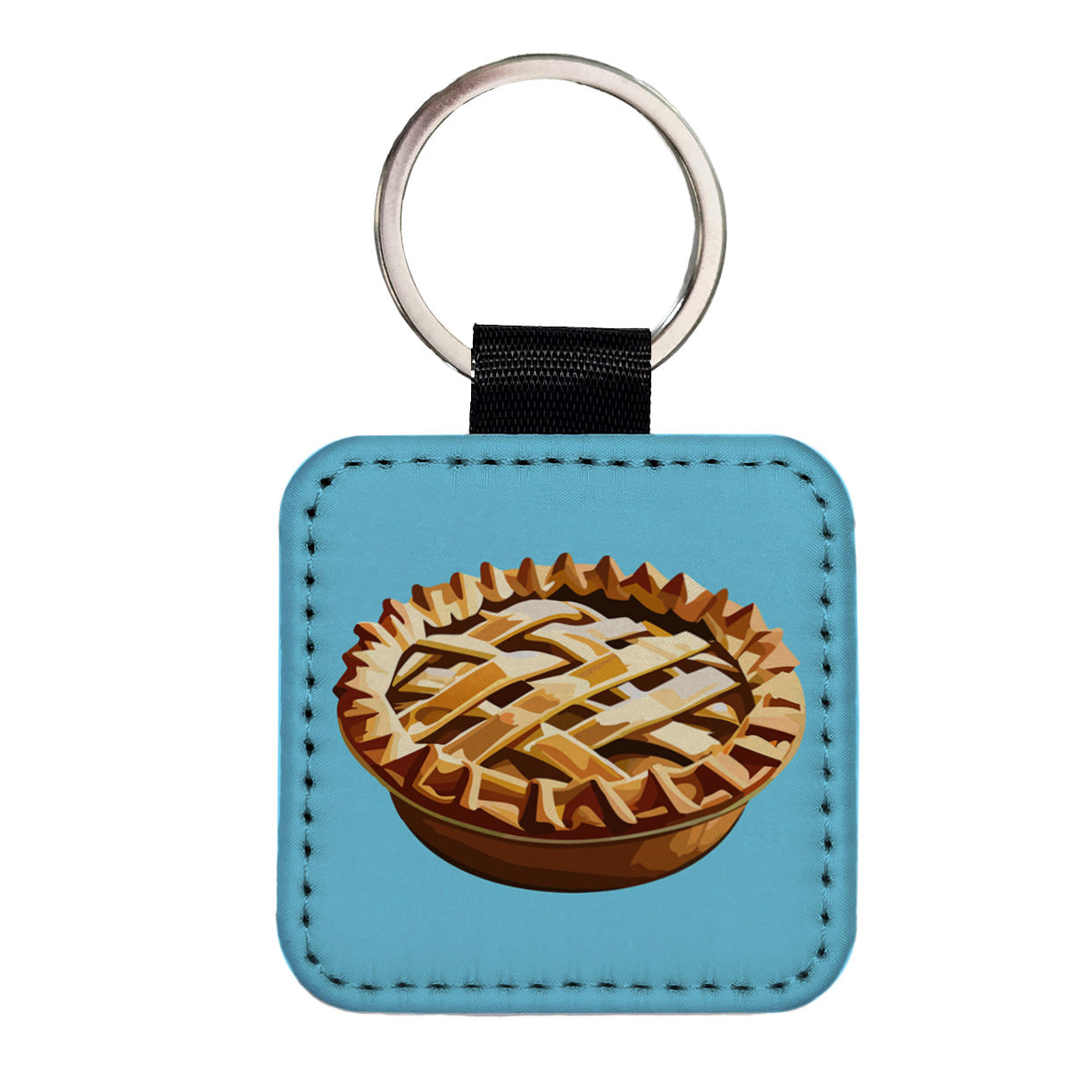Pie Apple Yummy Baking Square Faux Leather Keychain