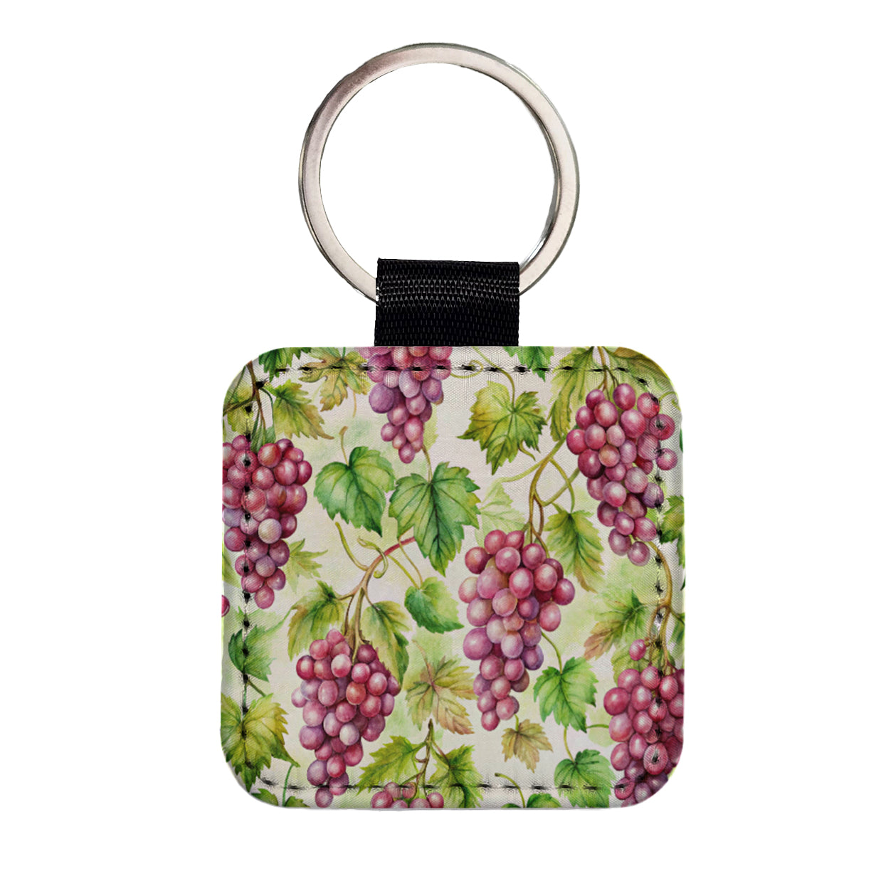 Bunches Of Purple Grapes Square Faux Leather Keychain