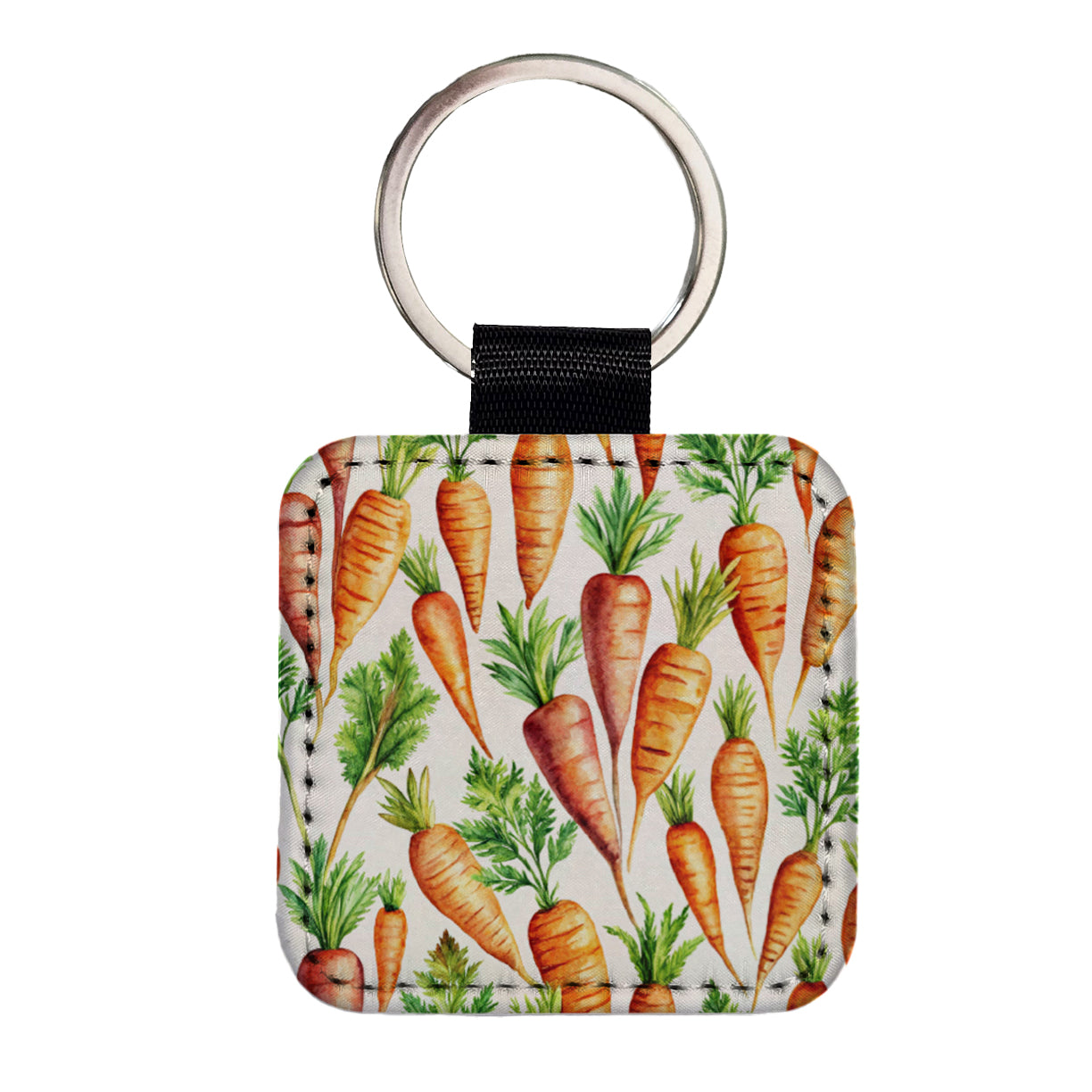 Carrots Vegetables Watercolor Square Faux Leather Keychain