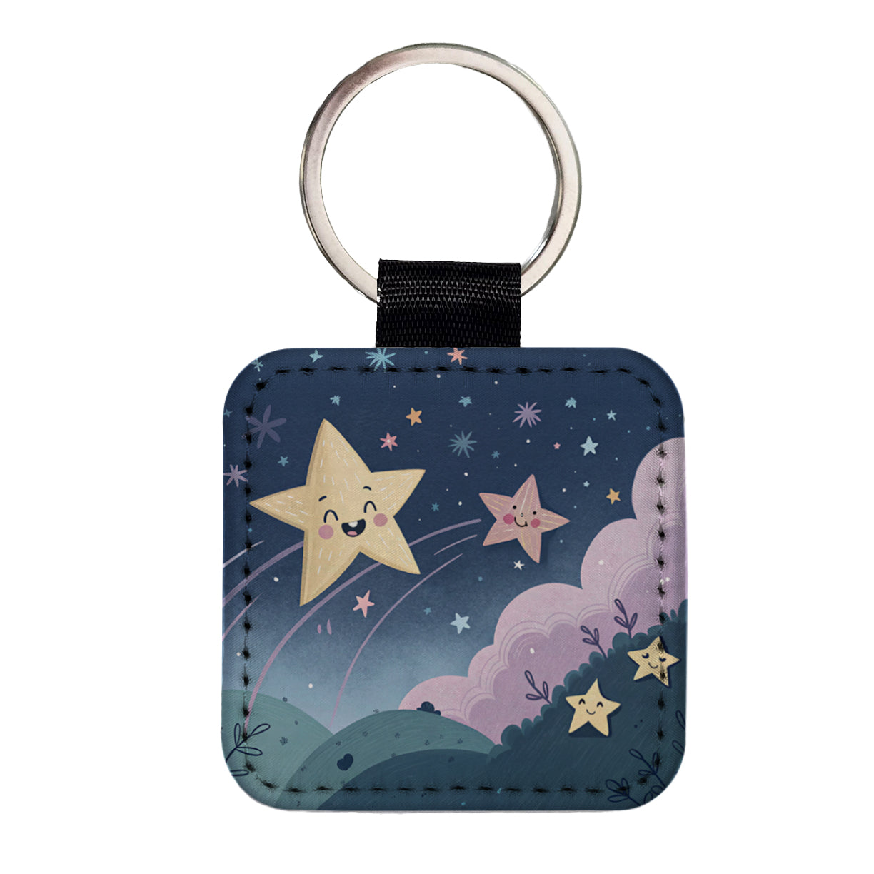 Kawaii Milky Way Square Faux Leather Keychain