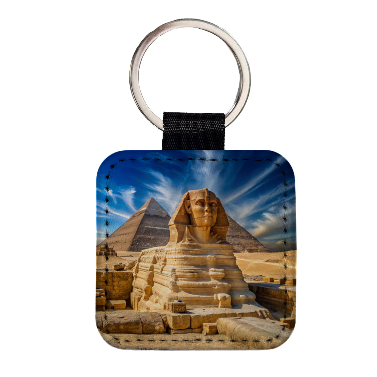 Great Sphinx Of Giza Pyramids Egypt Square Faux Leather Keychain