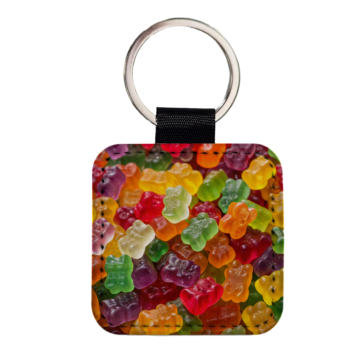 Lots of Gummi Bears Square Faux Leather Keychain