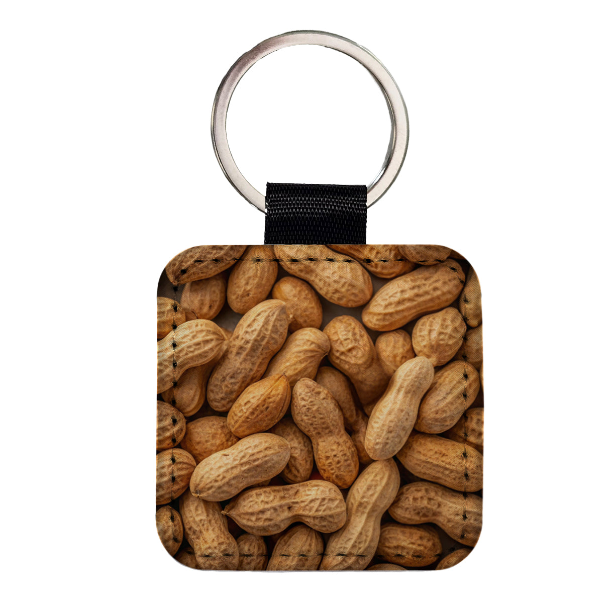 Lots of Roasted Peanuts in Their Shells Square Faux Leather Keychain