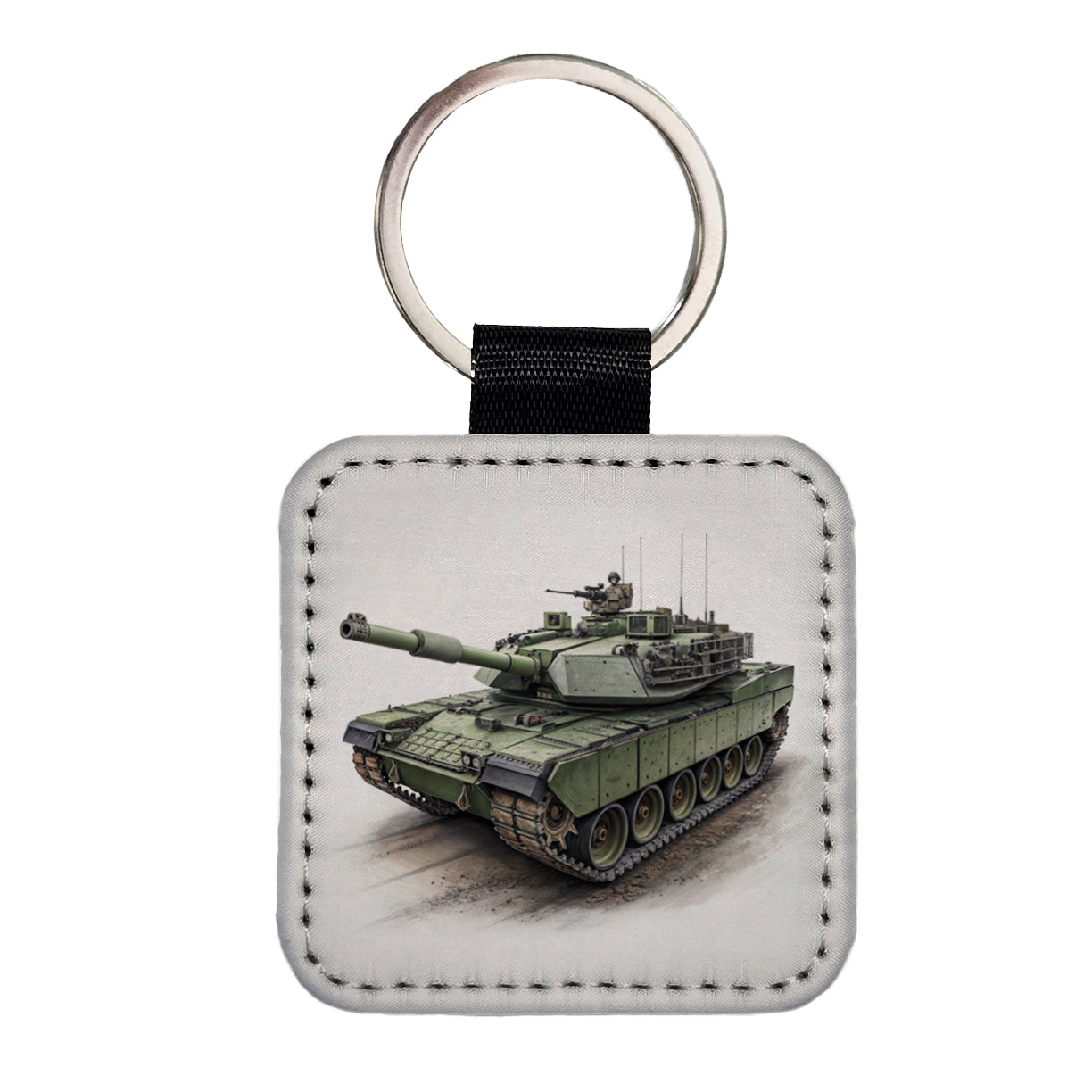 M1 Abrams US Main Battle Tank Square Faux Leather Keychain