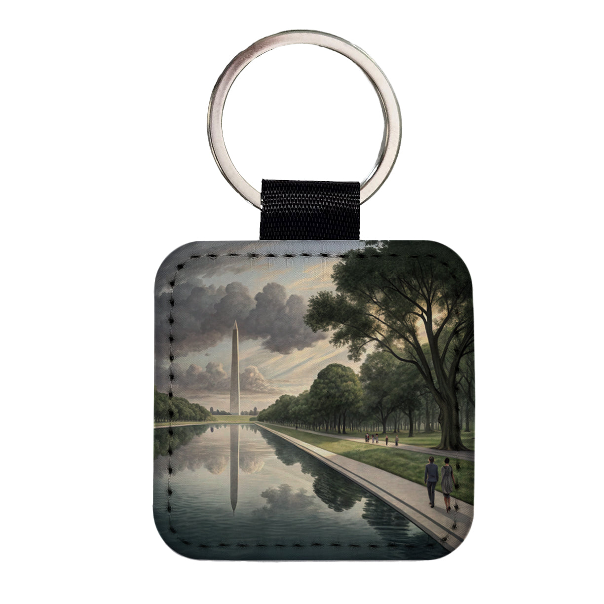 National Mall Reflecting Pool In Washington DC Square Faux Leather Keychain