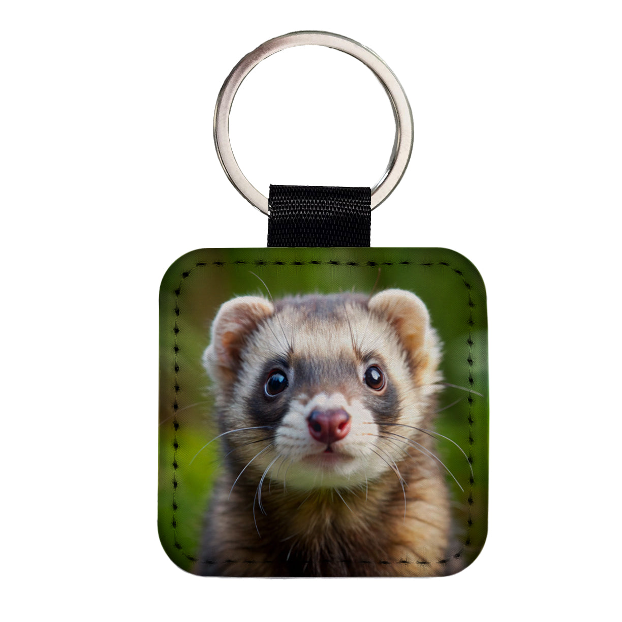 Ferret Square Faux Leather Keychain