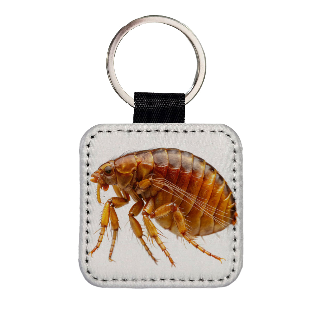 Flea Square Faux Leather Keychain
