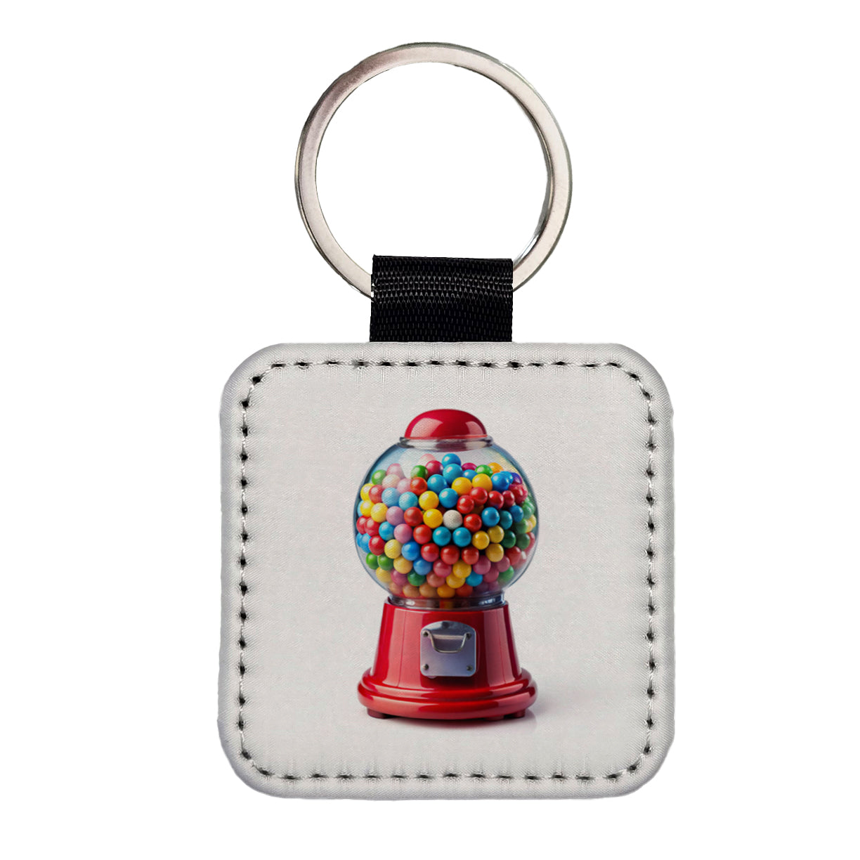 Gumball Machine Square Faux Leather Keychain