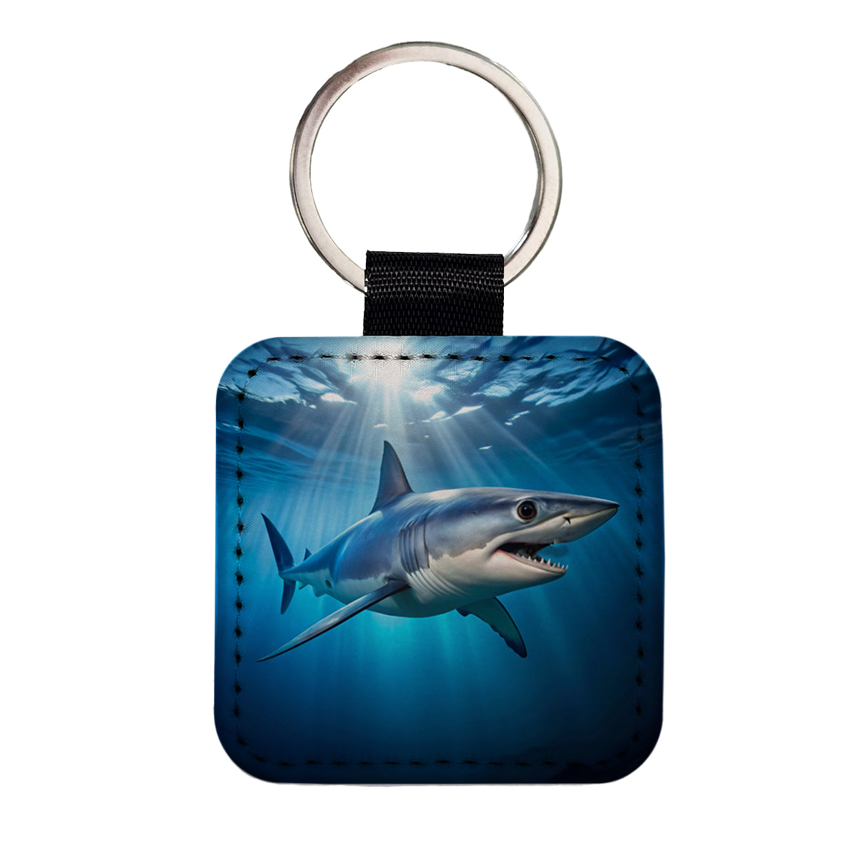 Mako Shark Square Faux Leather Keychain