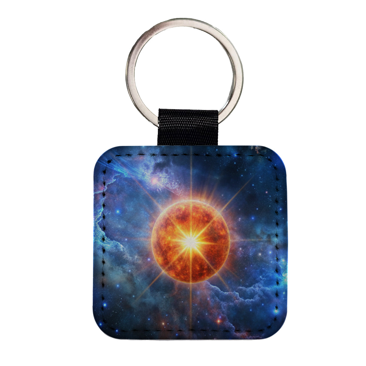 Star Going Nova Sci-fi Galaxy Space Square Faux Leather Keychain