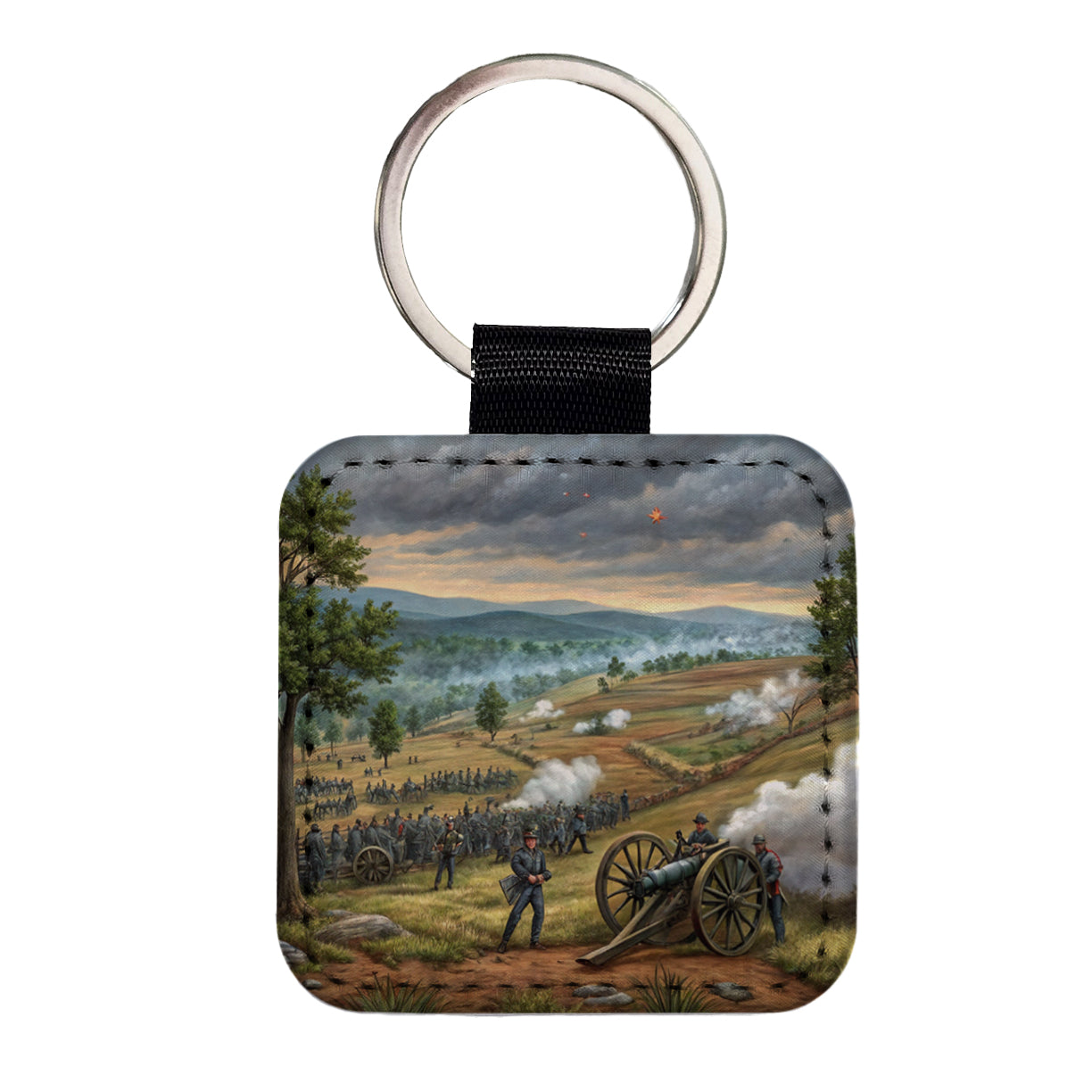The Civil War Gettysburg Square Faux Leather Keychain