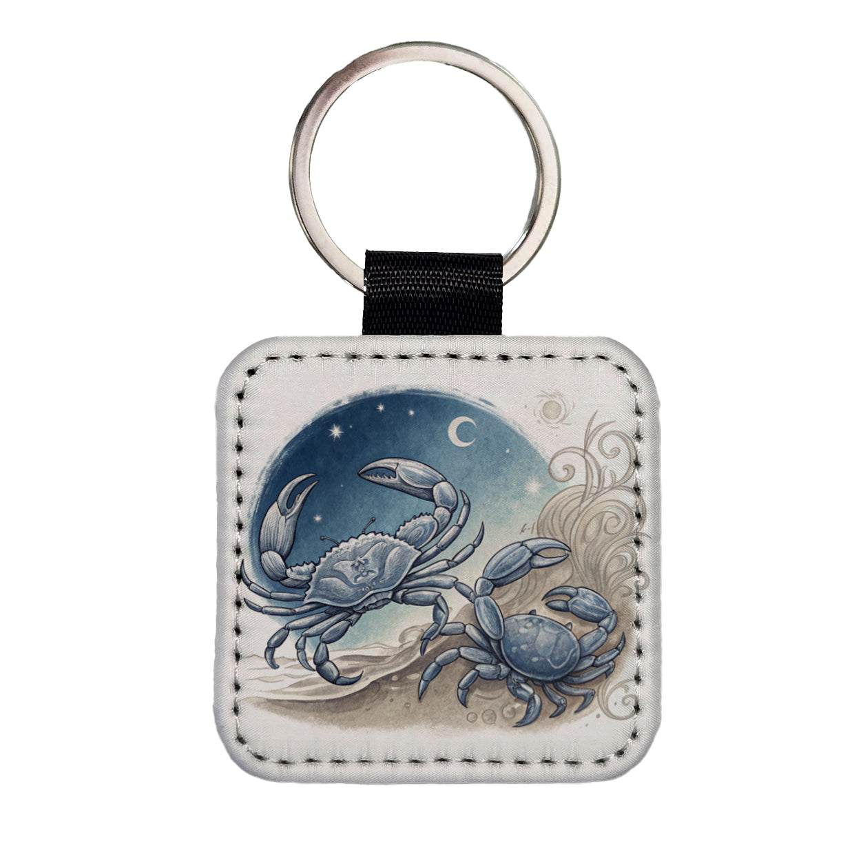 Zodiac Horoscope Symbol Cancer Crab Square Faux Leather Keychain