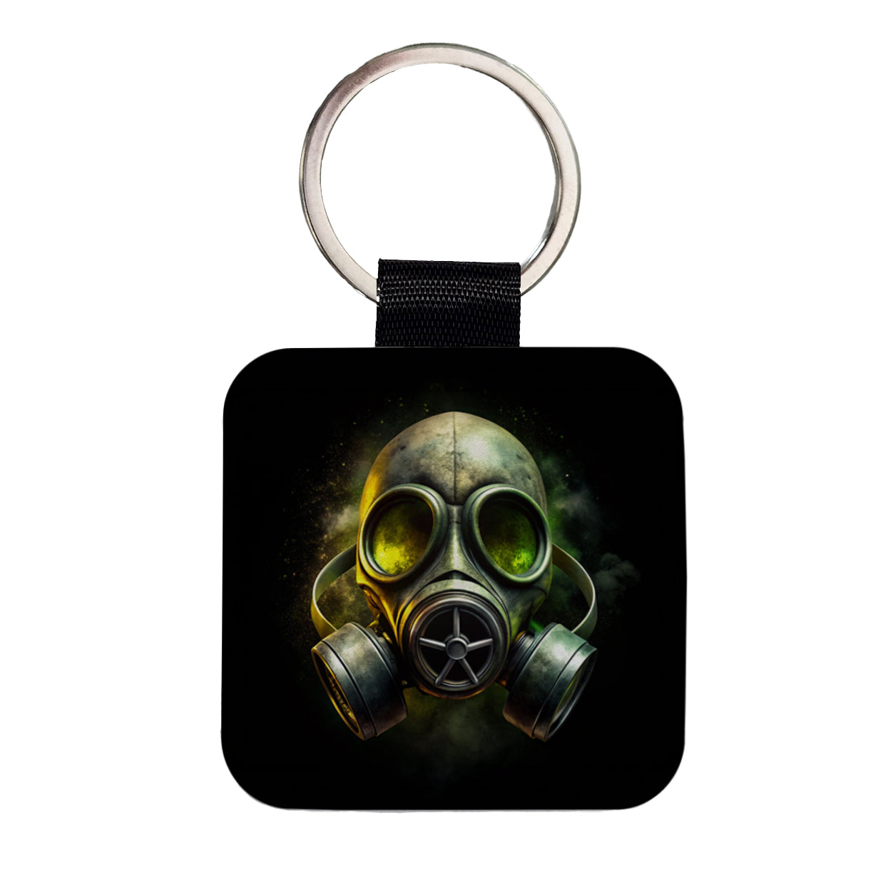 Zombie Outbreak Gas Mask Toxic Gas Square Faux Leather Keychain