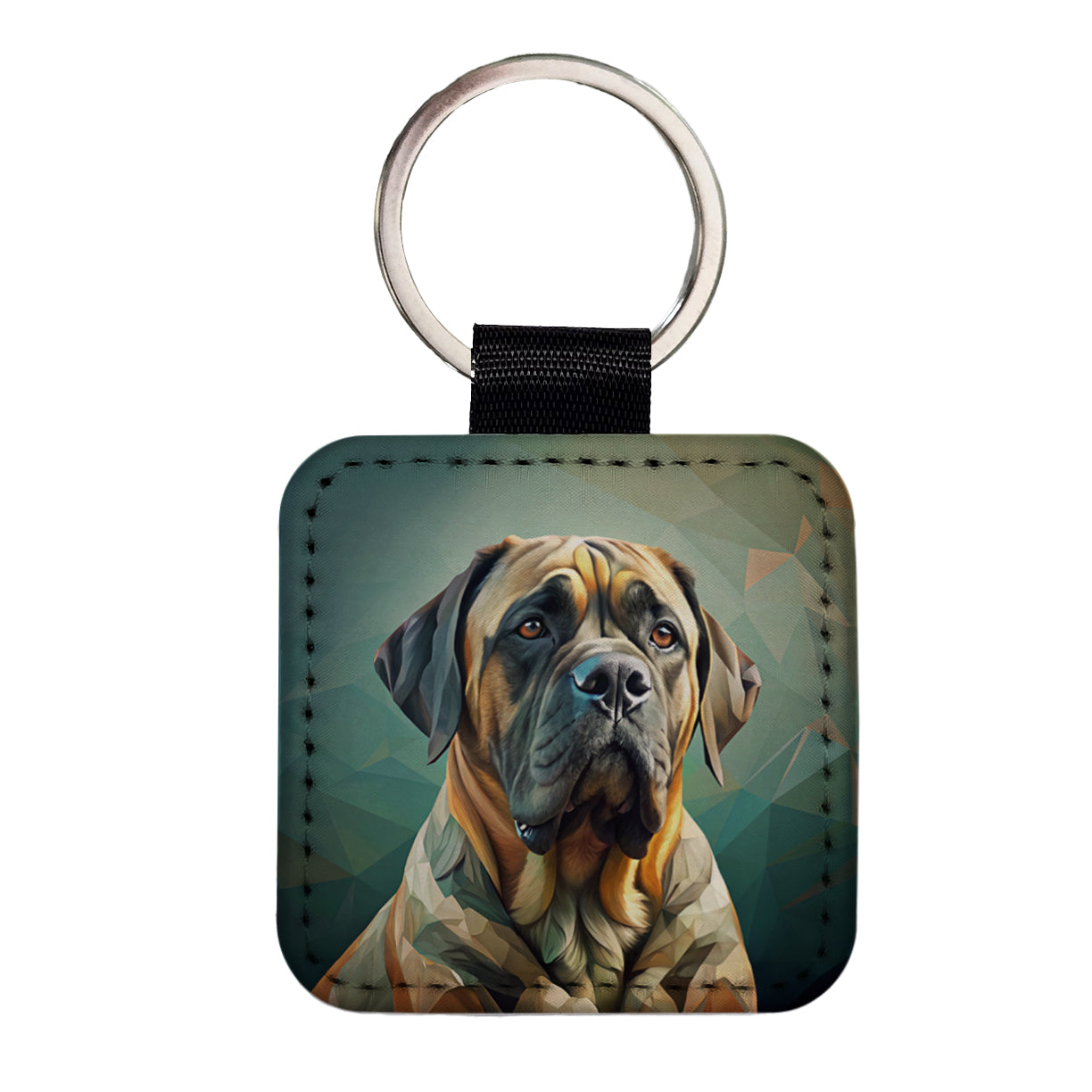 Mastiff Dog Contemporary Art Square Faux Leather Keychain