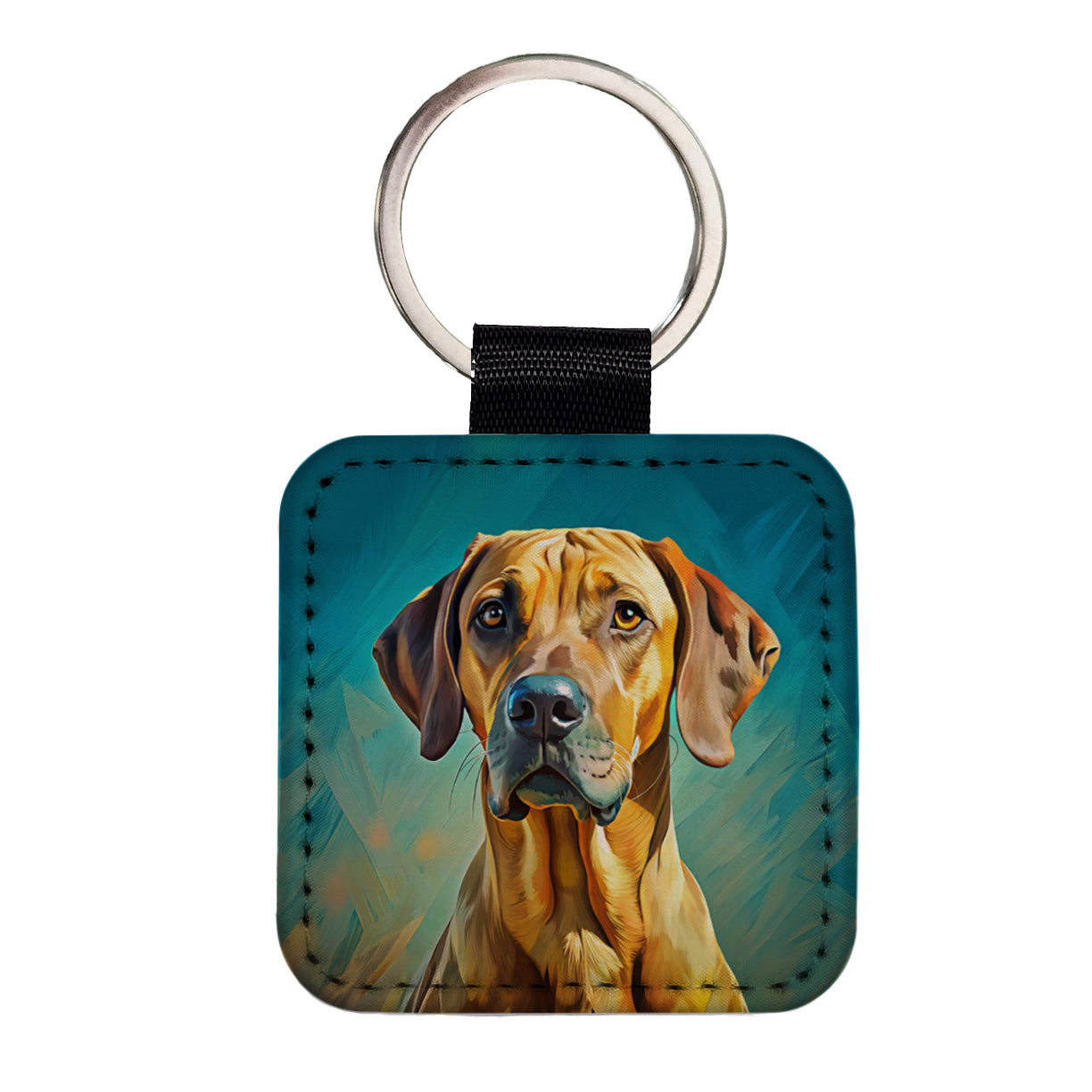 Rhodesian Ridgeback Dog Pop Art Square Faux Leather Keychain