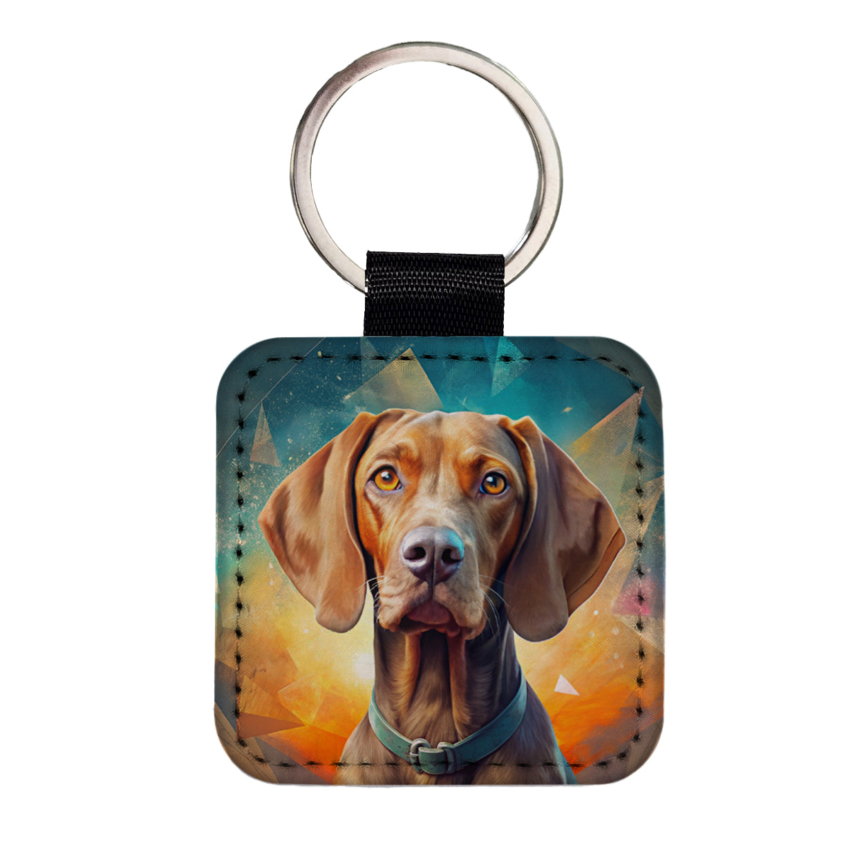 Vizsla Dog Contemporary Art Square Faux Leather Keychain