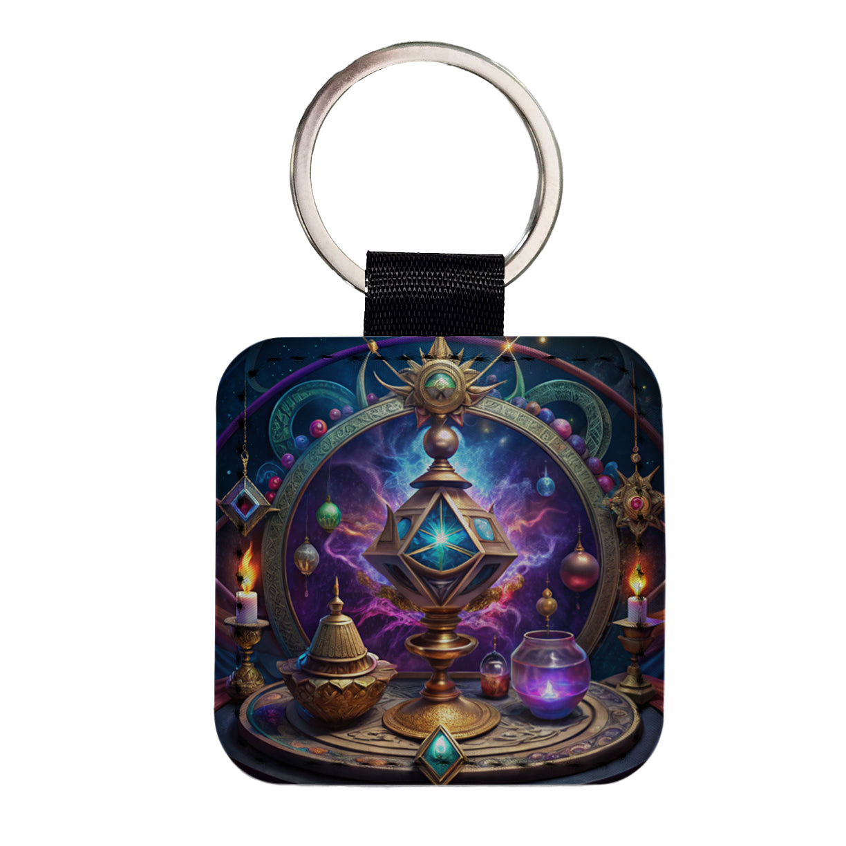 Magical Arcane Sorcerer Arts Square Faux Leather Keychain