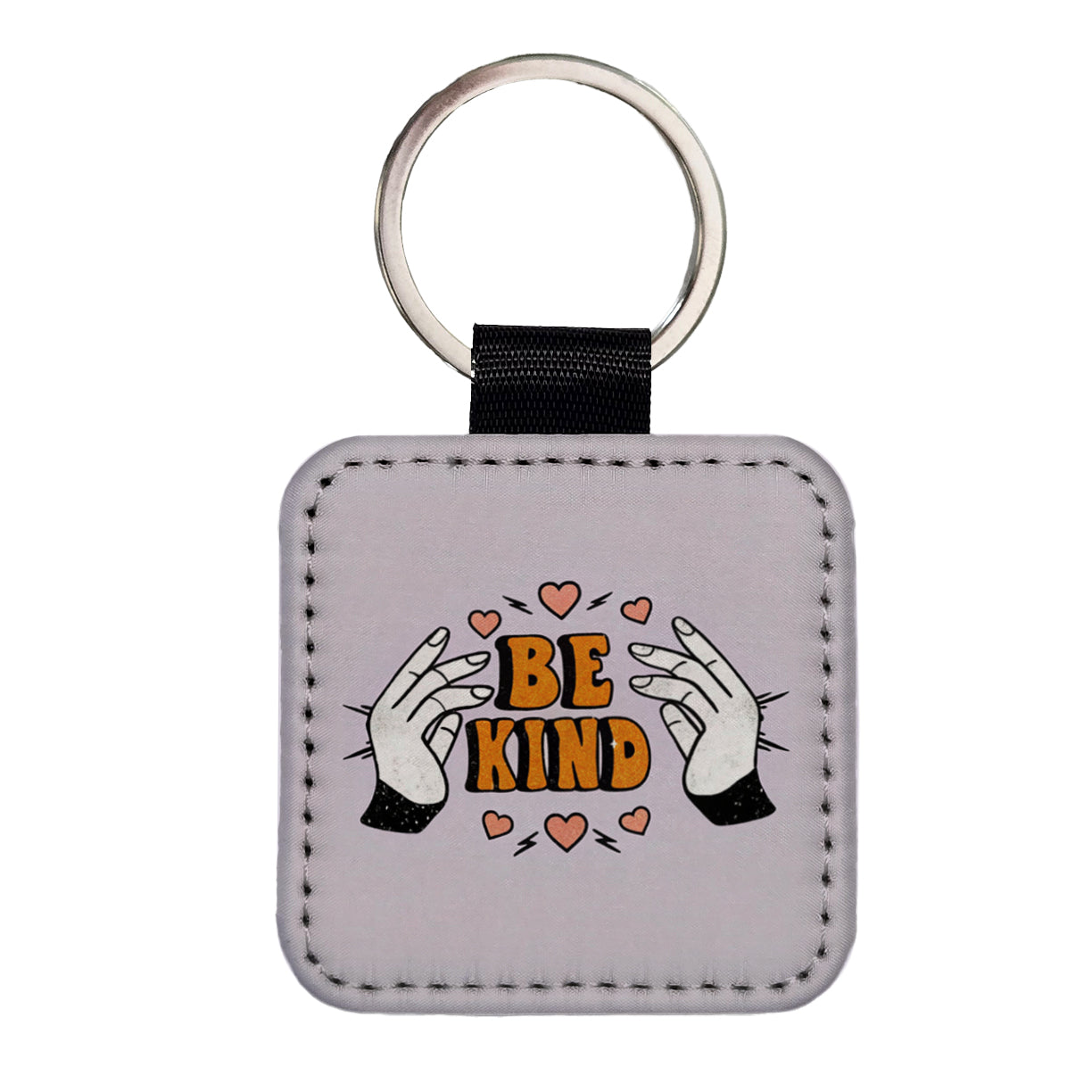 Be Kind Square Faux Leather Keychain