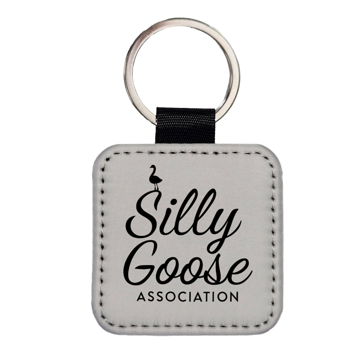 Silly Goose Association Cute Square Faux Leather Keychain
