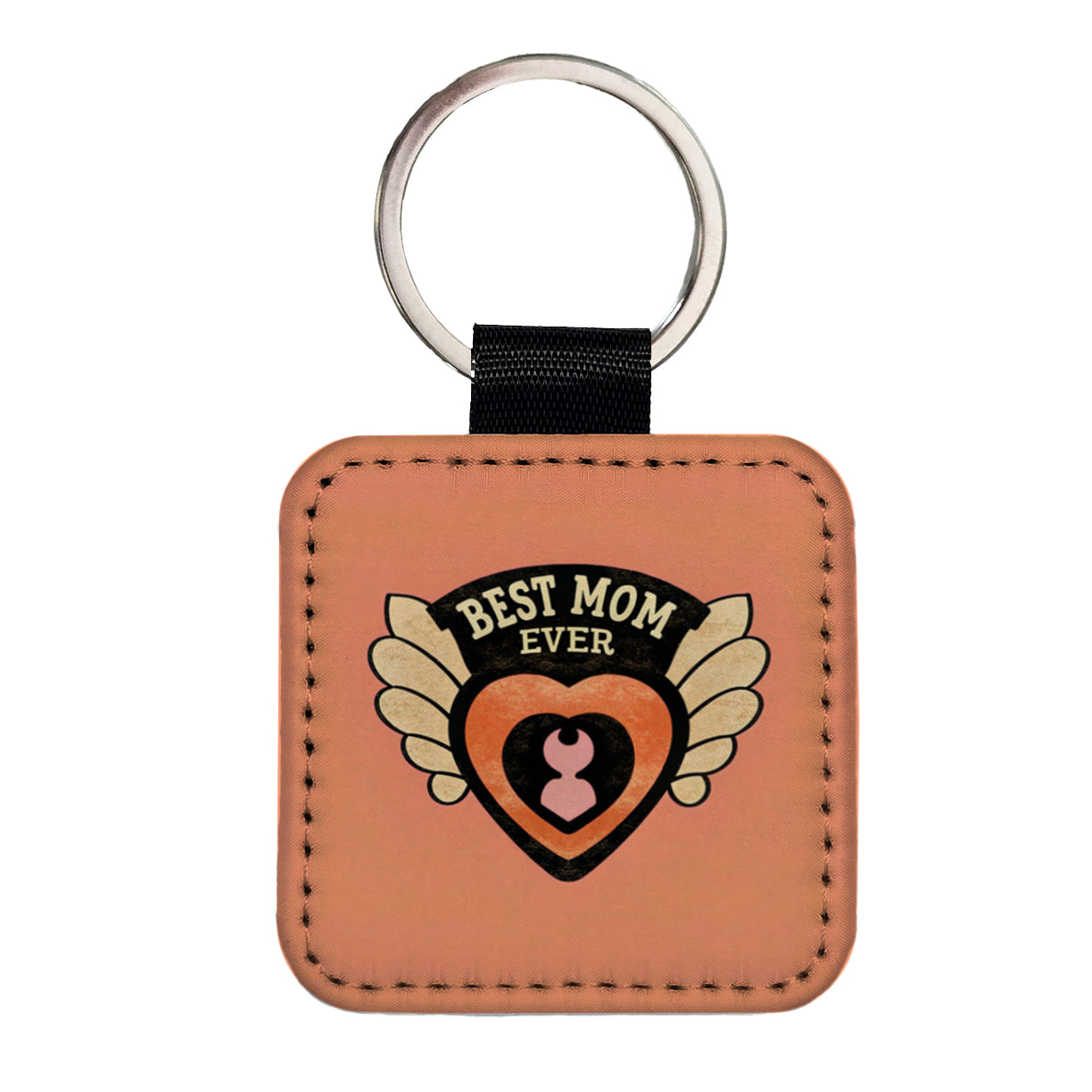Best Mom Ever Square Faux Leather Keychain