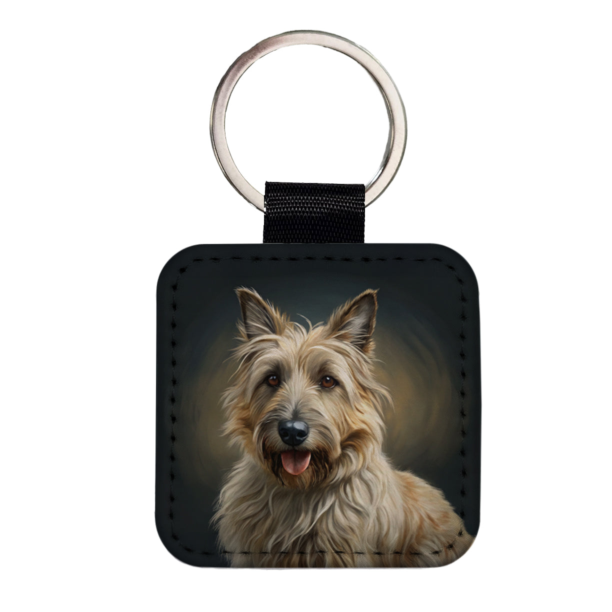 Berger Picard Dog Illustration Square Faux Leather Keychain
