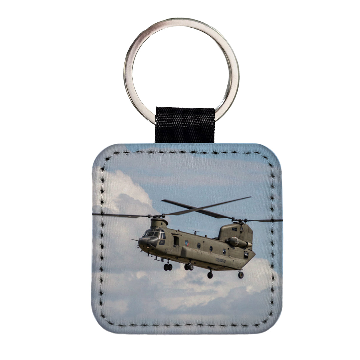 CH-47 Chinook Heavy-Lift Helicopter Square Faux Leather Keychain
