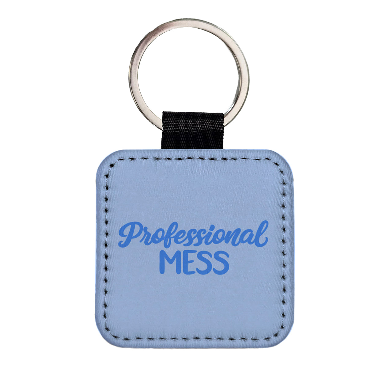 Professional Mess Funny Text Square Faux Leather Keychain