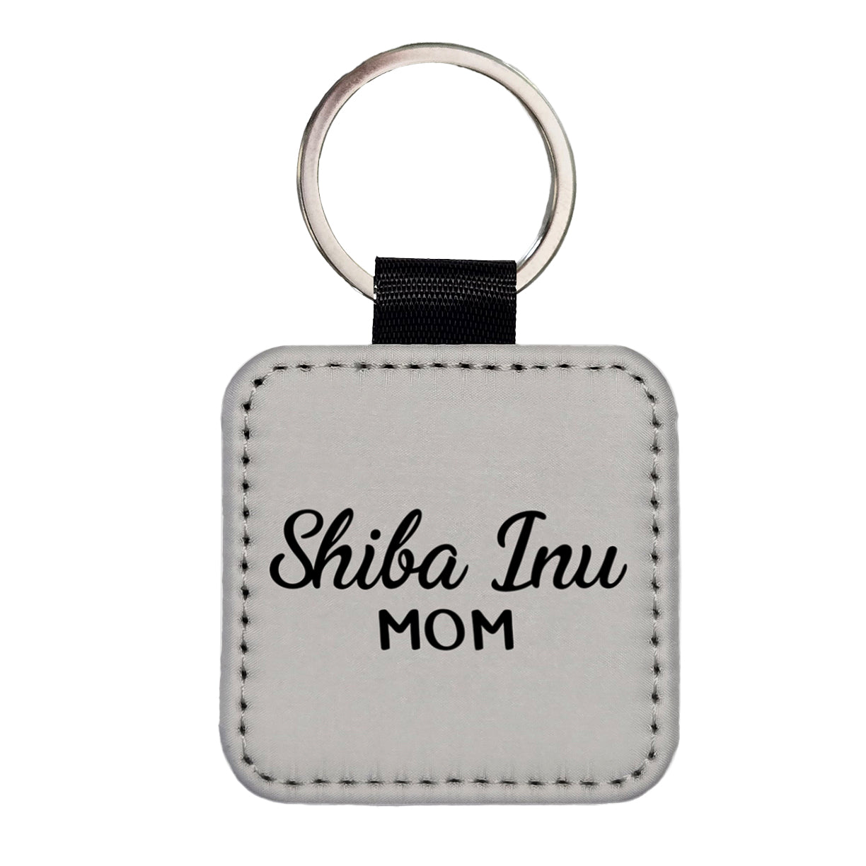 Shiba Inu Mom Dog Square Faux Leather Keychain