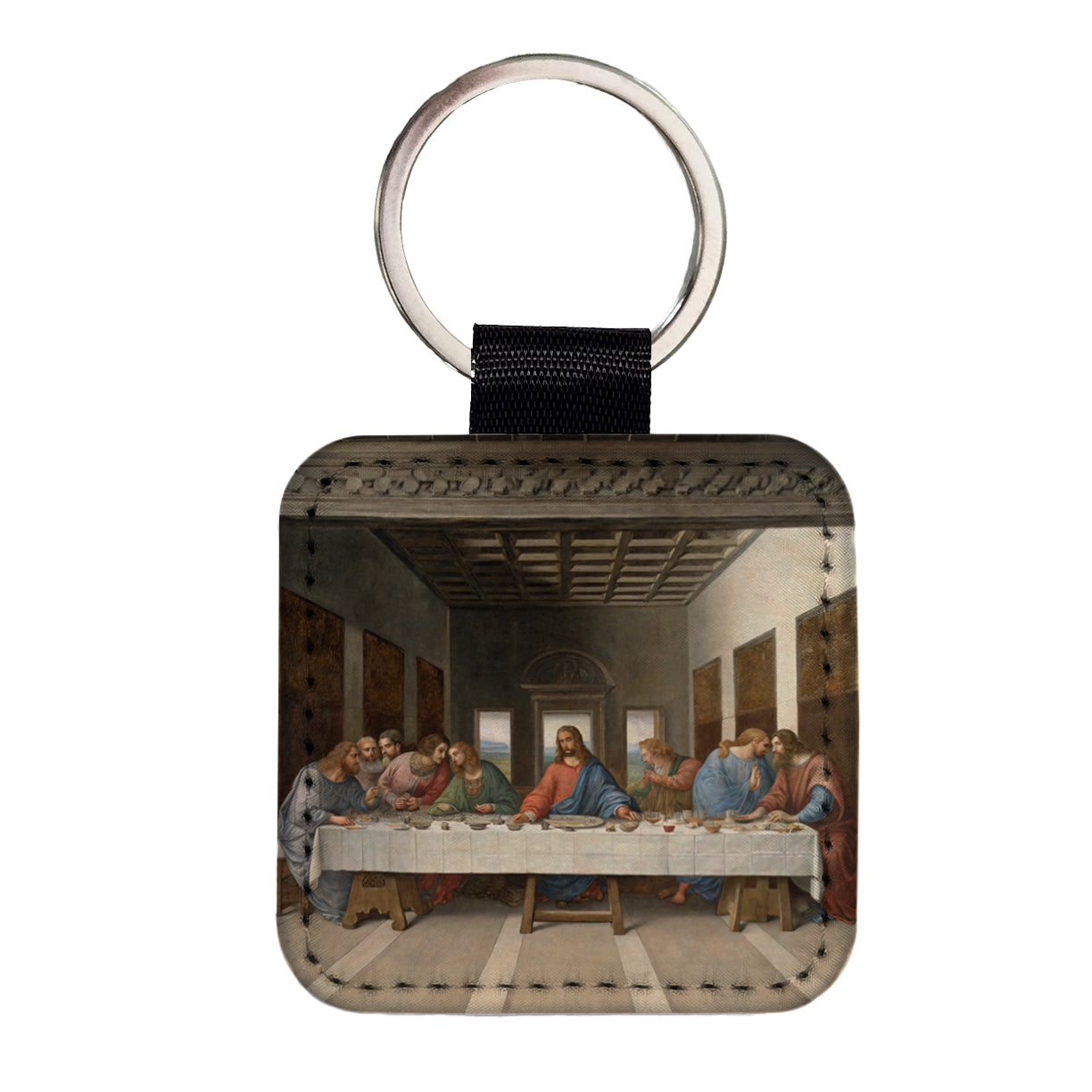 The Last Supper By Leonardo Da Vinci Inspired Jesus Christ Easter Square Faux Leather Keychain