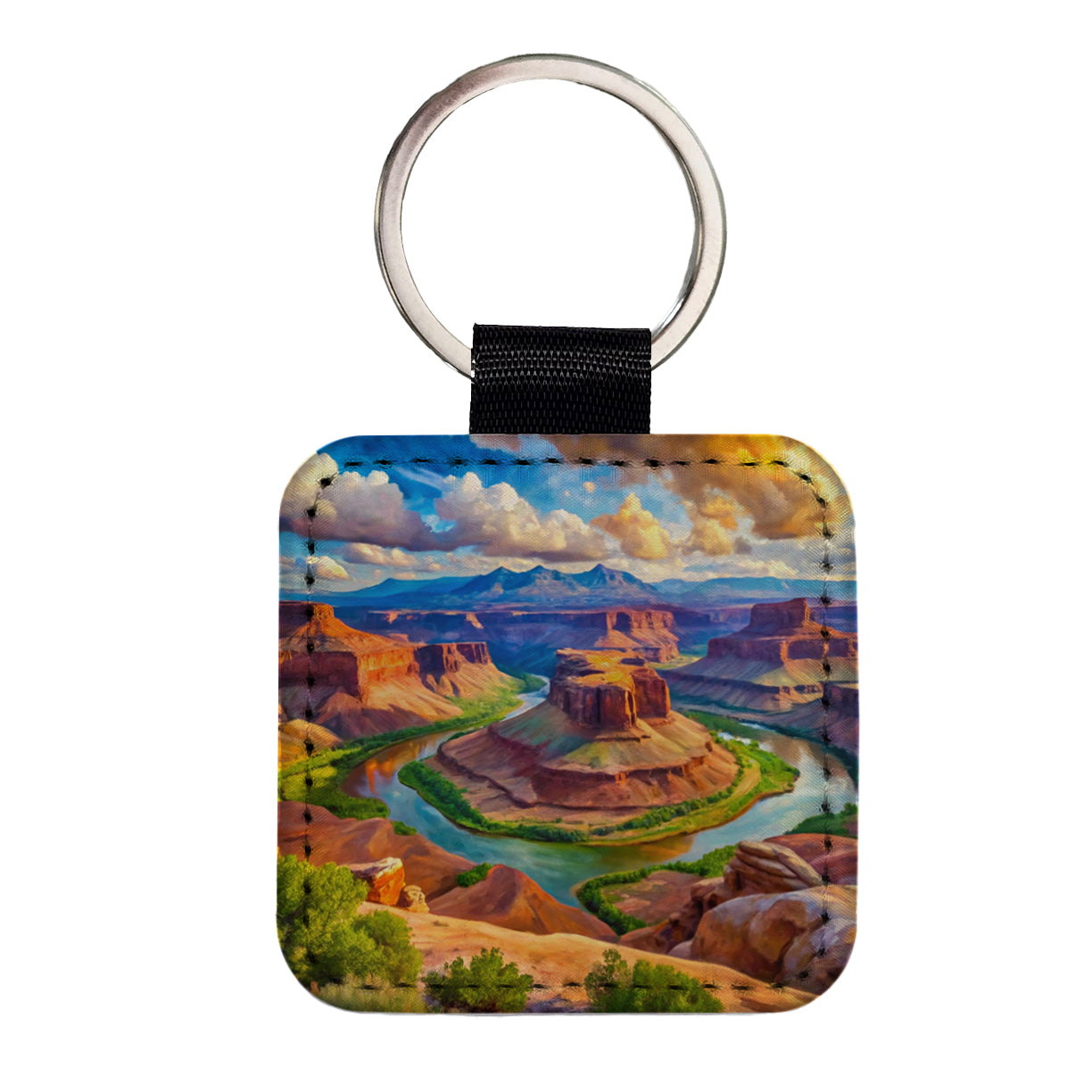 Canyonlands National Park Utah Watercolor Style Square Faux Leather Keychain